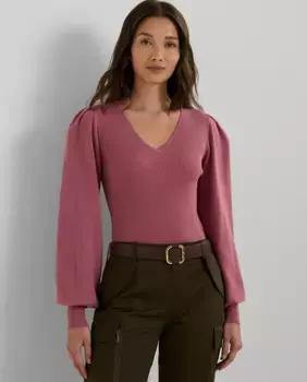 Женский свитер с длинными пышными рукавами Lauren Ralph Lauren, розовый