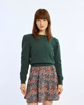 Женский свитер с длинными рукавами и эффектом подплечников Lili Sidonio, темно-зеленый