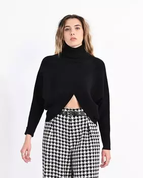 Женский свитер с длинными рукавами и асимметричным подолом Lili Sidonio, черный