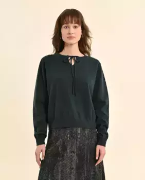 Женский свитер с длинными рукавами и бантом Molly Bracken, темно-синий