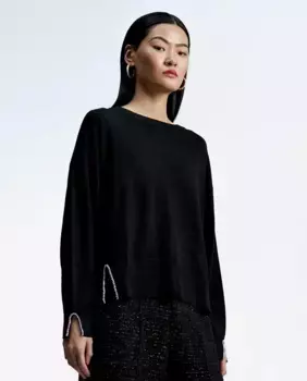Женский свитер с длинными рукавами и блестящими деталями Lola Casademunt, черный