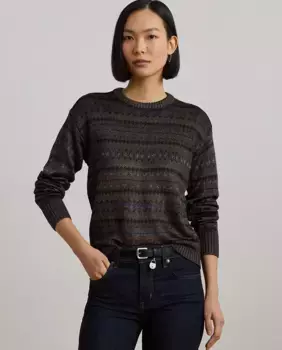 Женский свитер с длинными рукавами и бордюрным принтом Lauren Ralph Lauren, мультиколор