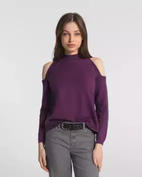 Женский свитер с длинными рукавами и круглым вырезом Noon, бордовый