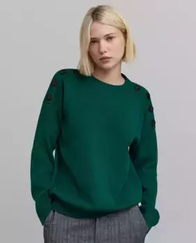 Женский свитер с длинными рукавами и круглым вырезом IKKS, зеленый
