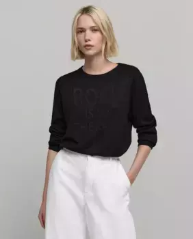 Женский свитер с длинными рукавами и круглым вырезом IKKS, черный