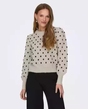 Женский свитер с длинными рукавами и круглым вырезом jdy, бежевый