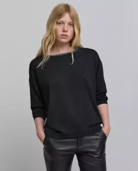 Женский свитер с длинными рукавами и круглым вырезом IKKS, черный
