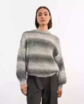 Женский свитер с длинными рукавами и полосатым принтом Lili Sidonio, серый