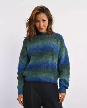 Женский свитер с длинными рукавами и полосатым принтом Lili Sidonio, синий