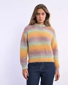 Женский свитер с длинными рукавами и полосатым принтом Lili Sidonio, горчичный