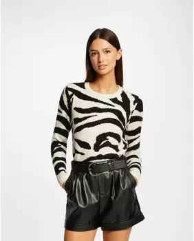 Женский свитер с длинными рукавами и принтом зебры Morgan, бежевый