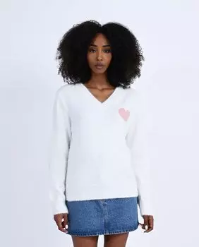 Женский свитер с длинными рукавами и принтом в виде сердечек Molly Bracken, белый