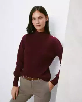 Женский свитер с длинными рукавами и пуговицами Easy Wear, бордовый