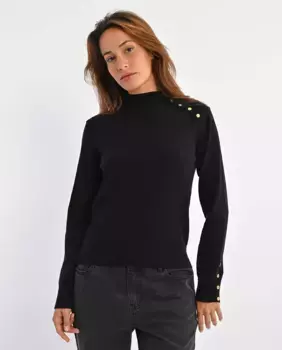 Женский свитер с длинными рукавами и пуговицами Lili Sidonio, черный