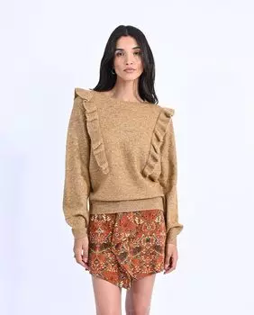 Женский свитер с длинными рукавами и рюшами Molly Bracken, горчичный