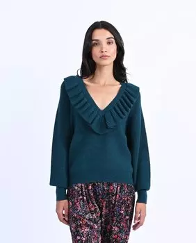 Женский свитер с длинными рукавами и рюшами Molly Bracken, синий