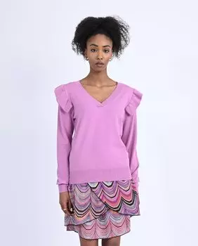 Женский свитер с длинными рукавами и рюшами Molly Bracken, сиреневый