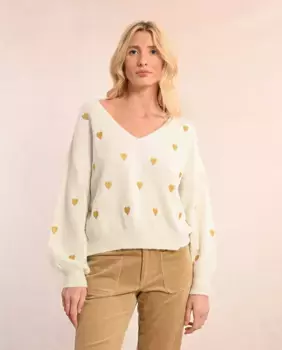 Женский свитер с длинными рукавами и сердечком Molly Bracken, цвет Crudo