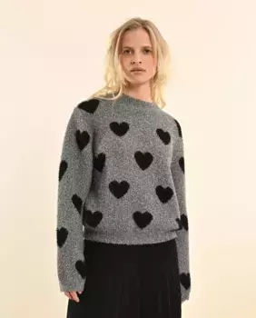 Женский свитер с длинными рукавами и сердечком Molly Bracken, серый