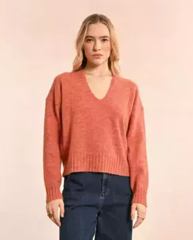 Женский свитер с длинными рукавами и V-образным вырезом Molly Bracken, оранжевый
