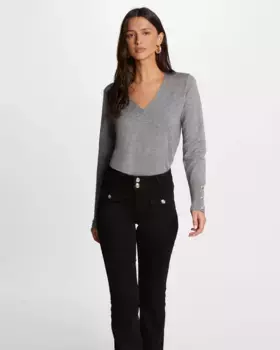 Женский свитер с длинными рукавами и V-образным вырезом Morgan, серый