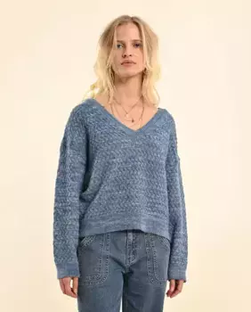 Женский свитер с длинными рукавами и V-образным вырезом Molly Bracken, синий