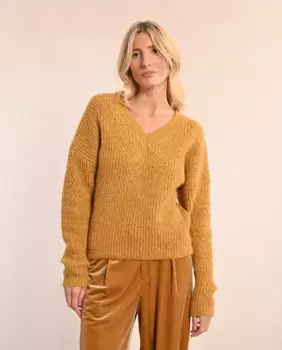 Женский свитер с длинными рукавами и V-образным вырезом Molly Bracken, коричневый