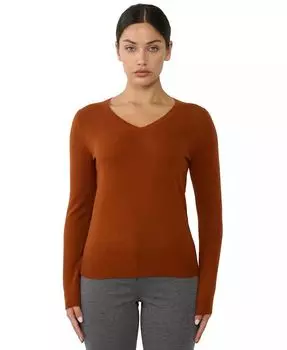 Женский свитер с длинными рукавами и V-образным вырезом из 100% чистого кашемира JENNIE LIU, красный