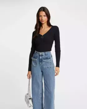 Женский свитер с длинными рукавами и застежкой-молнией Morgan, темно-синий