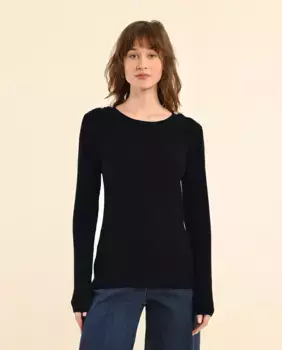 Женский свитер с длинными рукавами и золотой пуговицей Molly Bracken, черный