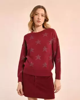 Женский свитер с длинными рукавами и звездами Molly Bracken, бордовый