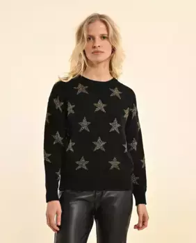 Женский свитер с длинными рукавами и звездами Molly Bracken, черный
