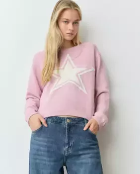 Женский свитер с длинными рукавами и звездой Brownie, розовый