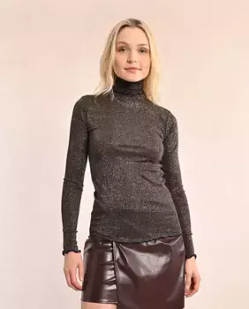 Женский свитер с длинными рукавами из блестящей ткани Molly Bracken, темно-коричневый