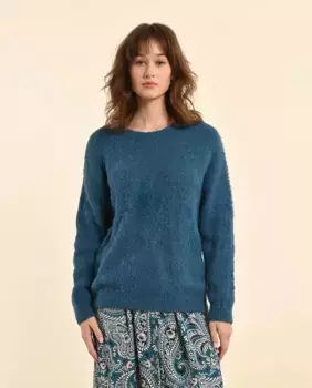 Женский свитер с длинными рукавами из ткани тедди Molly Bracken, темно-синий