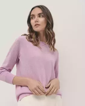 Женский свитер с длинными рукавами из трикотажа и люрекса Roberto Verino, розовый