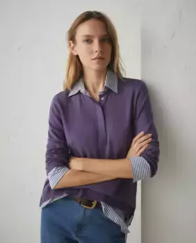 Женский свитер с длинными рукавами, воротником и юбкой-рубашкой Lloyd's, фиолетовый