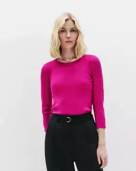Женский свитер с французскими рукавами и вырезом лодочкой Caroll, фуксия