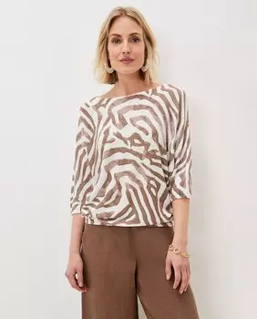 Женский свитер с французскими рукавами и зебровым принтом Phase Eight, коричневый