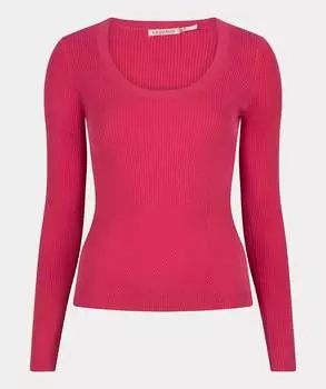 Женский свитер с глубоким круглым вырезом цвета фуксии ESQUALO, фуксия