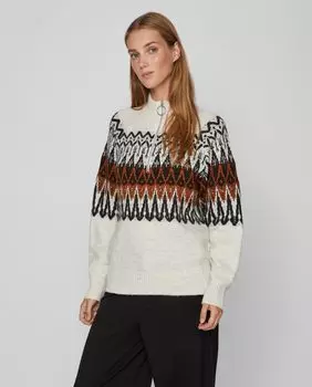 Женский свитер с каймой Vila, бежевый