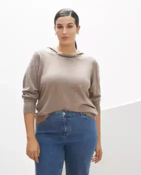 Женский свитер с капюшоном и длинными рукавами Couchel, бежевый