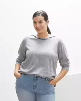 Женский свитер с капюшоном и длинными рукавами Couchel, серый