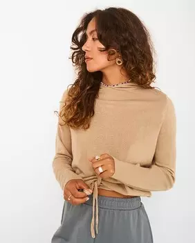 Женский свитер с капюшоном и длинными рукавами Noisy May, светло-коричневый