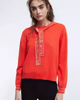 Женский свитер с капюшоном и логотипом Lola Casademunt, оранжевый