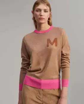 Женский свитер с контрастными манжетами и воротником Lola Casademunt, коричневый