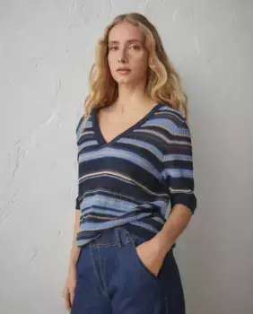 Женский свитер с коротким рукавом и V-образным вырезом Lloyd's, синий