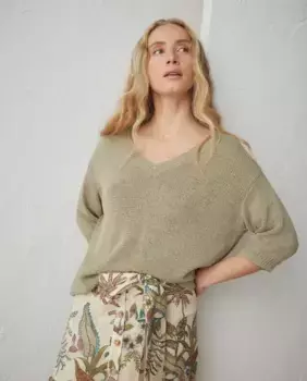 Женский свитер с коротким рукавом и V-образным вырезом Lloyd's, светло-зеленый