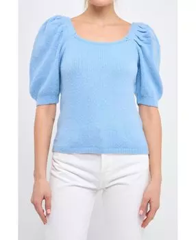 Женский свитер с короткими рукавами-фонариками English Factory