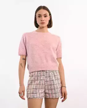Женский свитер с короткими рукавами и круглым вырезом Lili Sidonio, розовый
